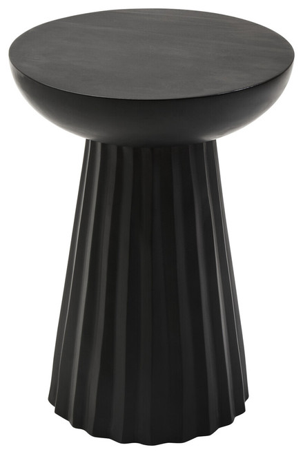 Walsa Black Finish Mango Wood Carved Ridge Side Table