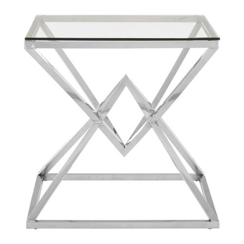 Allure Corseted Square Silver End Table