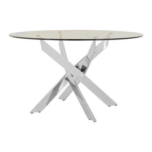Allure Intersected Chrome Round Dining Table