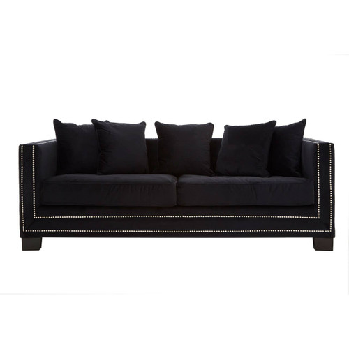 Sofia 3 Seater Black Velvet Sofa