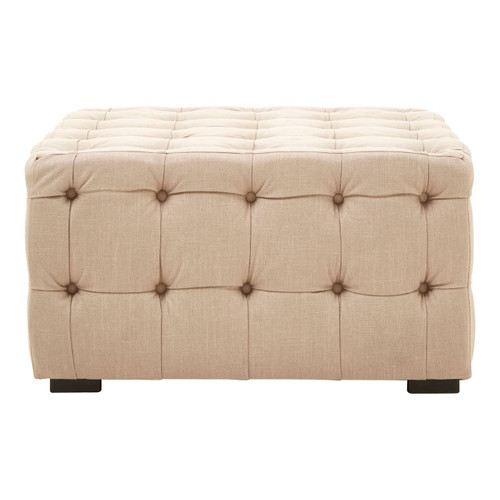 Stella Beige Linen Button Tufted Footstool