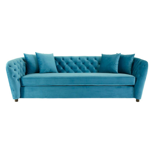 Riva Cyan Velvet 3 Seat Sofa