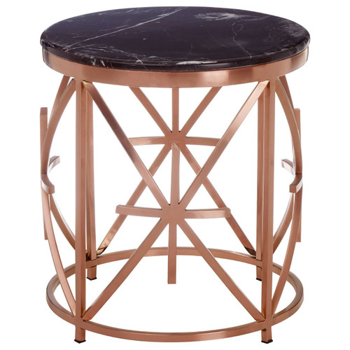 Alvaro Black Marble / Rose Gold Side Table