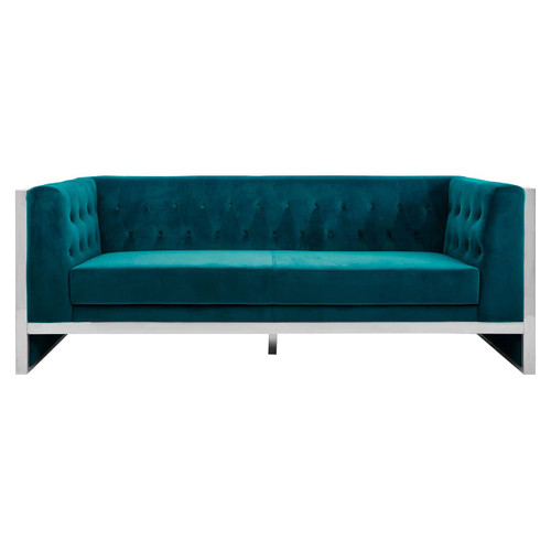 Vogue 3 Seat Teal Velvet Sofa