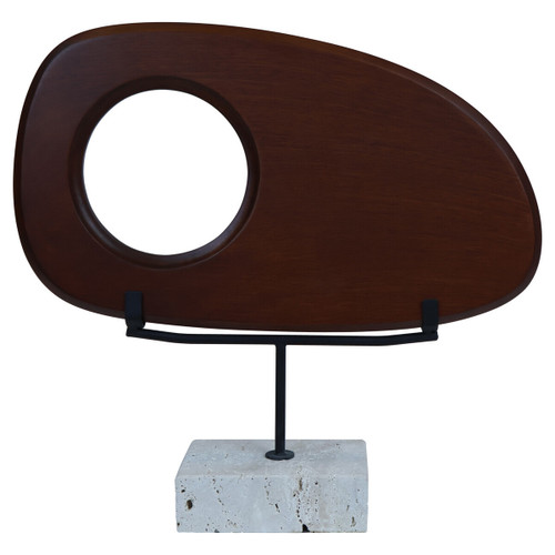 Westo Brown Wood Horizontal Sculpture With Travertine Base