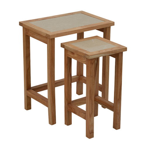 Womad Small Set Of 2 Wooden Side Tables With Cream Marble Tops Womad Small Set Of 2 Wooden Side Tables With Cream Marble Tops