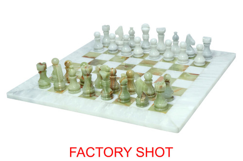 Flos White Marble and Green Onyx Small Chess Set