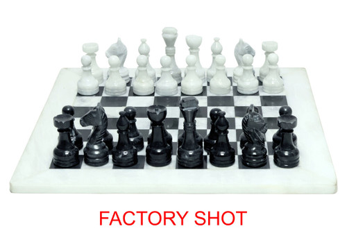Flos Carved White and Black Small Marble Chess Set
