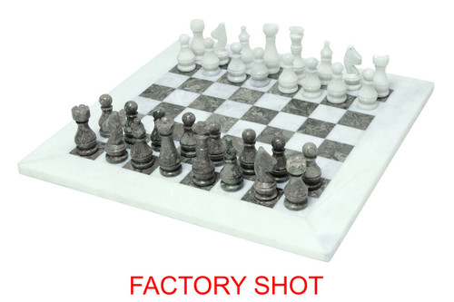 Flos Carved White and Grey Large Marble Chess Set