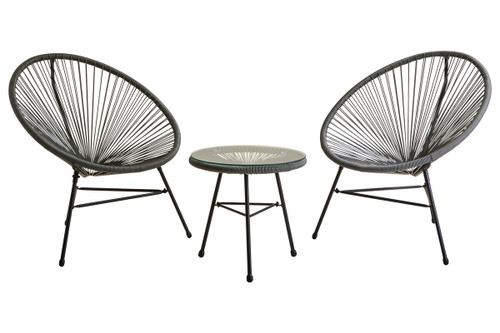 Miami Grey 3 Piece Rattan Patio Set Miami Grey 3 Piece Rattan Patio Set