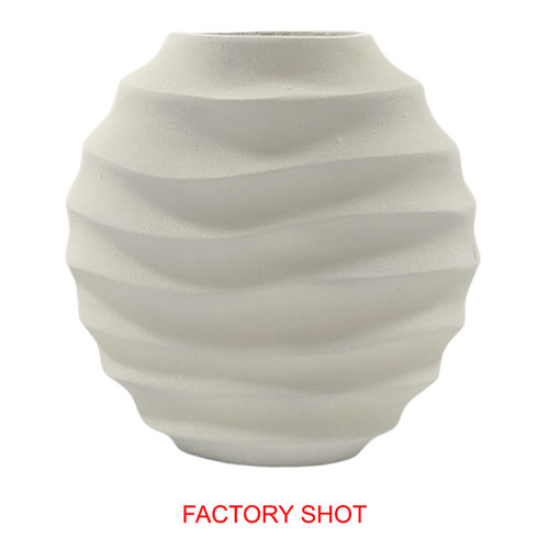 Mira Small Ivory Finish Rippled Round Vase
