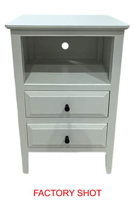 Heritage Two Drawer White Wood Side Table