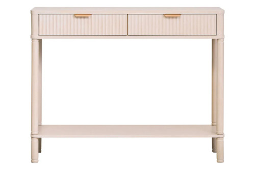Heritage Two Drawer Reed Detail Taupe Wood Console Table