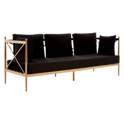 Novo 3 Seat Rose Gold Lattice Arms Sofa