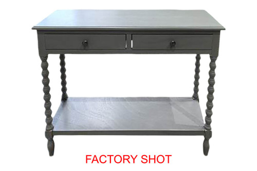 Heritage Two Drawer Bobble Detail Grey Wood Console Table