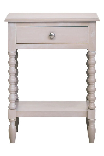 Heritage One Drawer Bobble Detail Grey Wood Side Table