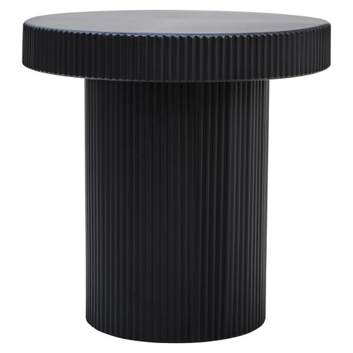 Trento Black Metal Round Ridge Detail Side Table
