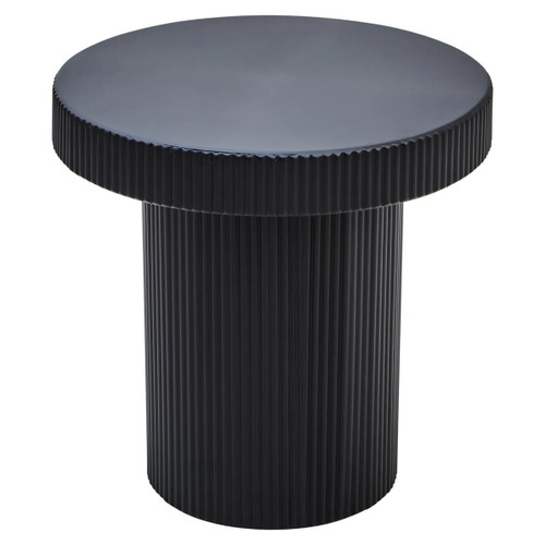 Trento Black Metal Round Ridge Detail Side Table
