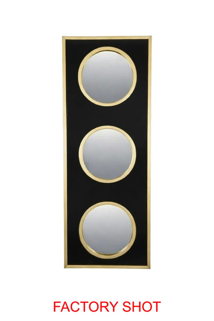 Cardona Black Shagreen Effect Wall Mirror with Gold Frame
