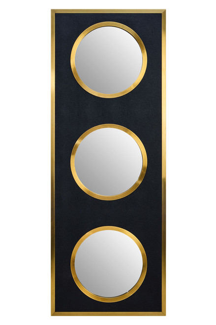 Cardona Black Shagreen Effect Wall Mirror with Gold Frame