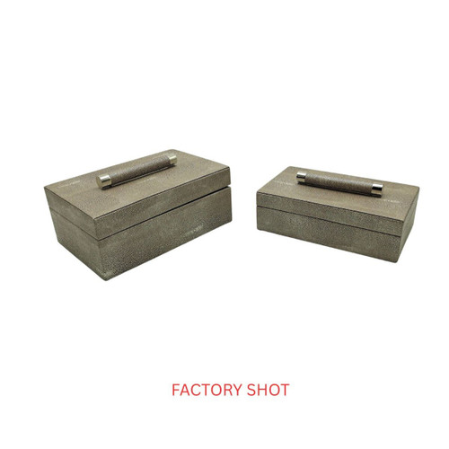 Cardona Set of Two Grey Shagreen Effect Trinket Boxes