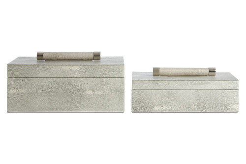 Cardona Set of Two Grey Shagreen Effect Trinket Boxes