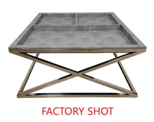 Cardona Grey Shagreen Effect Tray Coffee Table