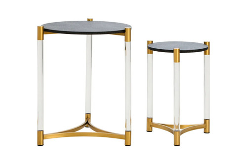 Cardona Set Of Two Black Shagreen Effect Side Tables