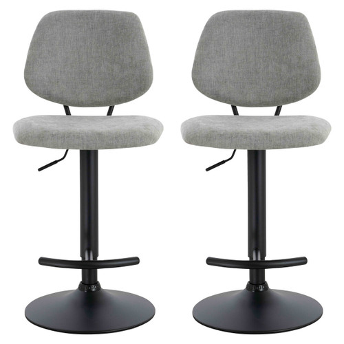 Maxwell Set of 2 Light Grey Textured Fabric Bar Chairs