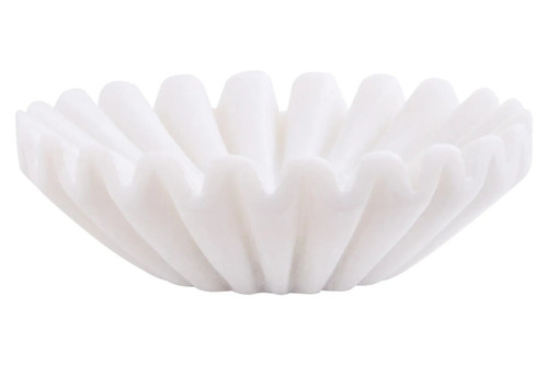 Savio White Fluted Marble Trinket Bowl