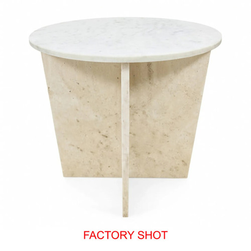 Savio Round White Marble Side Table