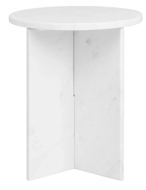 Savio Round White Marble Side Table