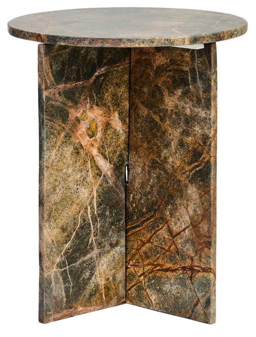 Fazio Round Forest Green Marble Side Table