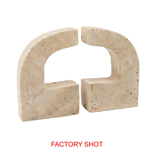 Tibor Travertine Set of Two Comma Bookends