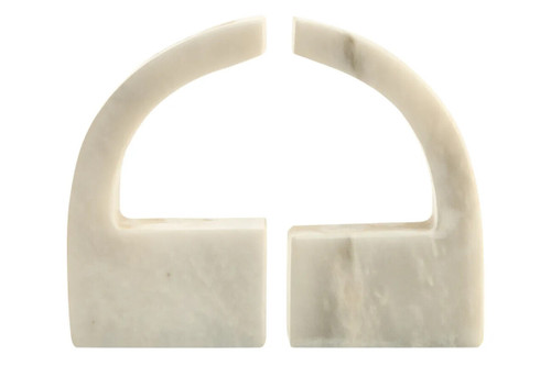 Zoro White Marble Set of Two Comma Bookends