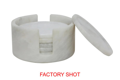 Kindia White Marble Set Of Six Round Coasters