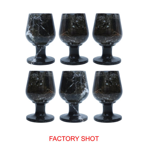 Marmore Set of Six Green Marble Shot or Liqueur Glasses