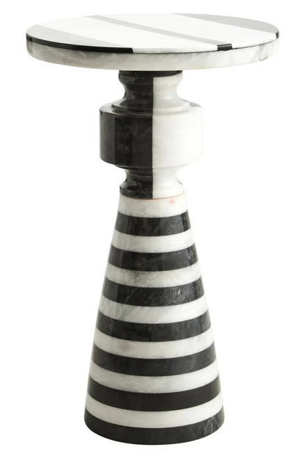 Zoro Black and White Stripe Side Table