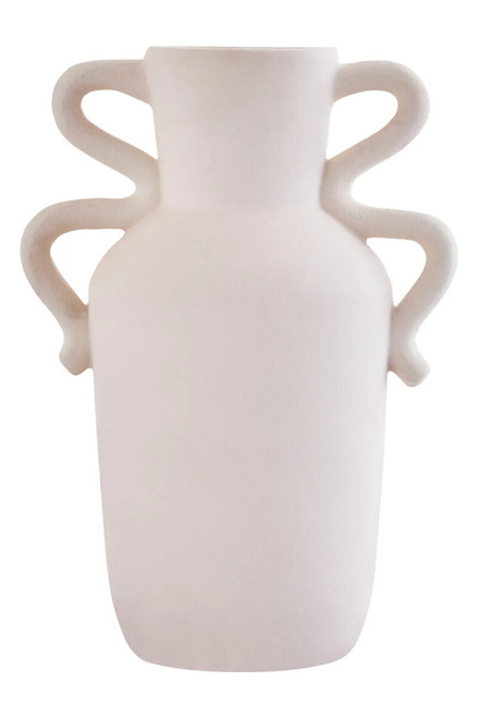 Sonata Large White Vase with Abstract Handles