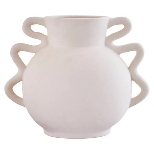 Sonata Small White Vase with Abstract Handles