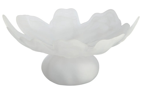 Galene Fluted White Glass Pedestal Bowl