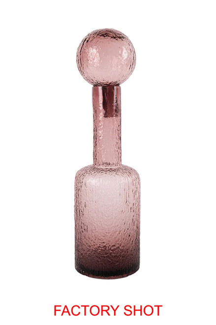 Galea Small Textured Pink Glass Bottle Vase