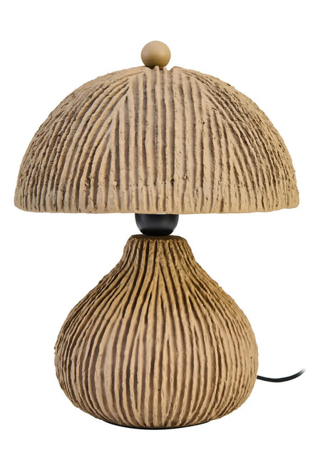 Carta Taupe Etched Linear Design Papier Mache Domed Table Lamp
