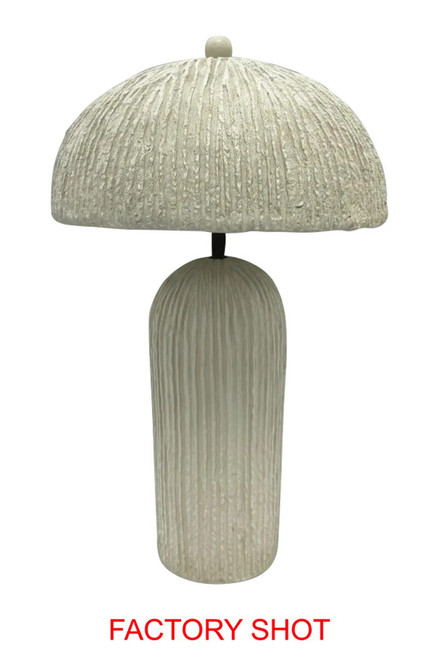 Carta Grey Etched Linear Design Papier Mache Domed Table Lamp