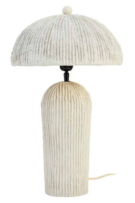 Carta Grey Etched Linear Design Papier Mache Domed Table Lamp