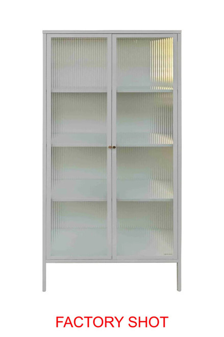 Addison Warm White Metal Fluted Glass Door Tall Cabinet