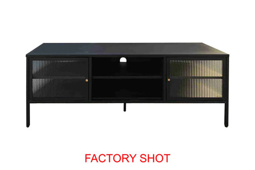 Addison Black Metal and Fluted Glass Door Media Unit