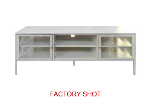 Addison Warm White Metal Fluted Glass Door Media Unit