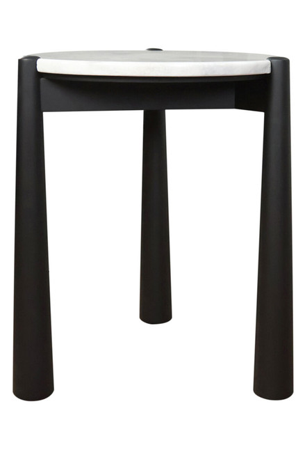 Wilbur White Marble Top and Black Finish Mango Wood Side Table