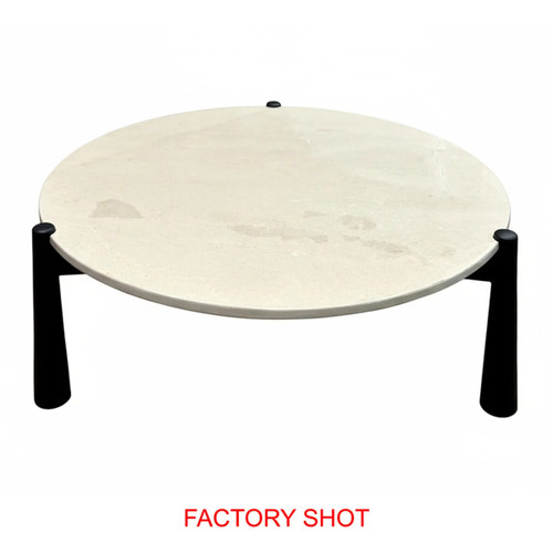 Wilbur Cream Marble Top and Black Mango Wood Coffee Table